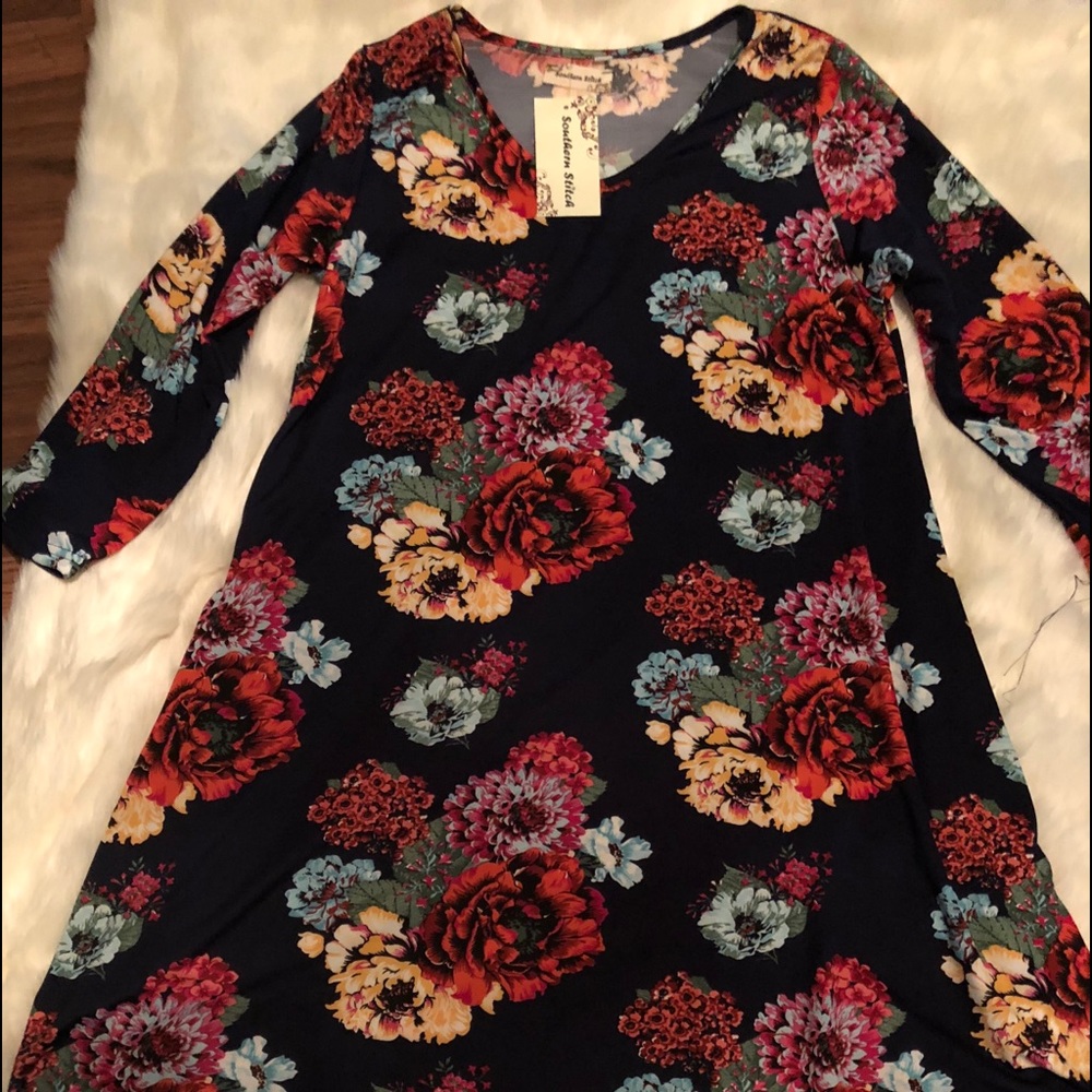 Blue floral dress new